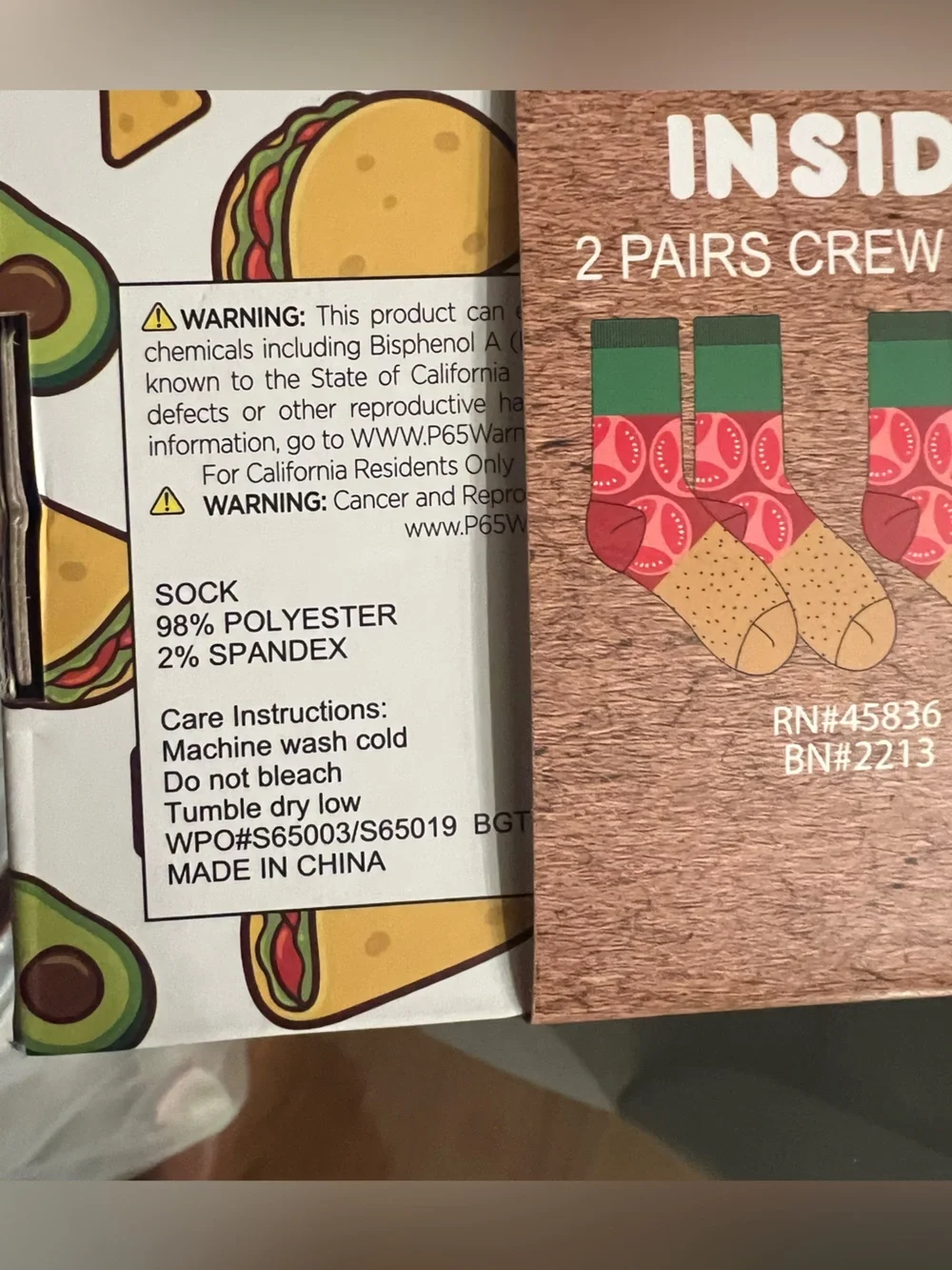 2 pair Taco Socks Gift Set - Yellow & Green Novelty Socks